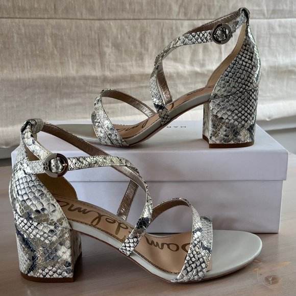 Sam Edelman Stacie Black & Cream Strappy Block Heel Sandal New! - Picture 2 of 6